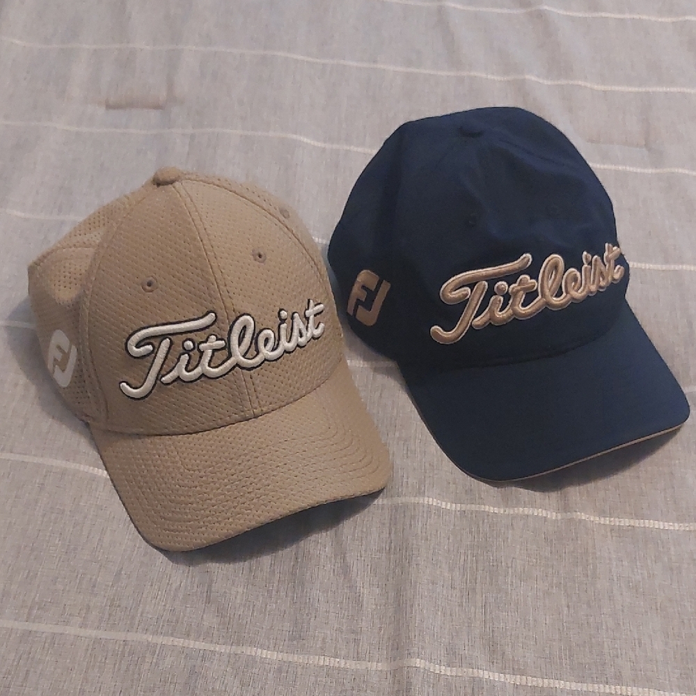 Titleist Tan and Blue Caps Set